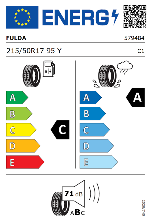 Tyre Label for Fulda SportControl 2 215/50R17 95Y