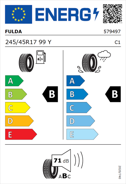 Tyre Label for Fulda SportControl 2 245/45R17 99Y